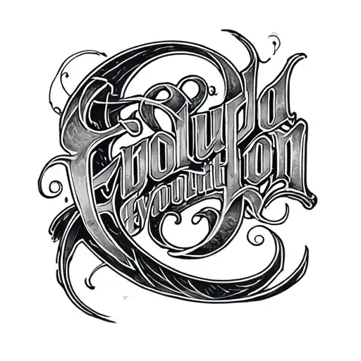 Word Evolution in Freehand in Antrebrament tattoo design idea