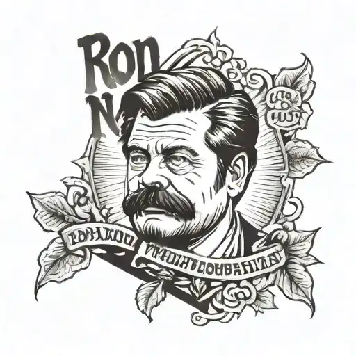 ron swanson siluette with quote “Give 100%. 110% is impossible. Only idiots recommend that.”  tattoo design idea