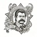 ron swanson siluette with quote “Give 100%. 110% is impossible. Only idiots recommend that.”  tattoo design idea