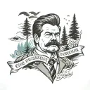 ron swanson siluette with quote “Give 100%. 110% is impossible. Only idiots recommend that.”  tattoo design idea