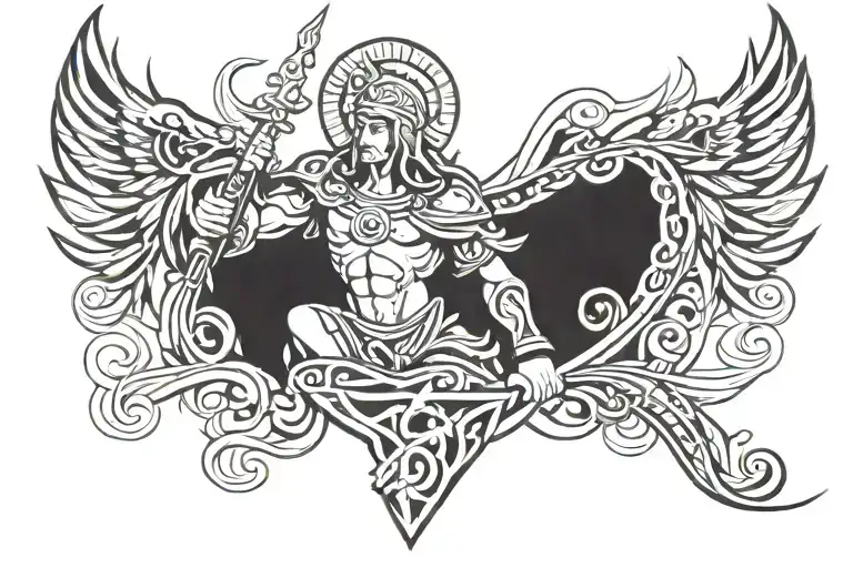 saint micheal becoming one tattoo design idea