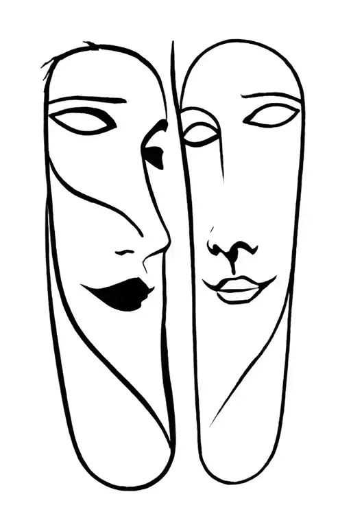 drama masks staring tattoo design idea