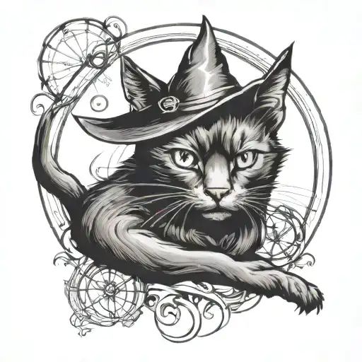 black cat witchcraft tattoo tattoo design idea