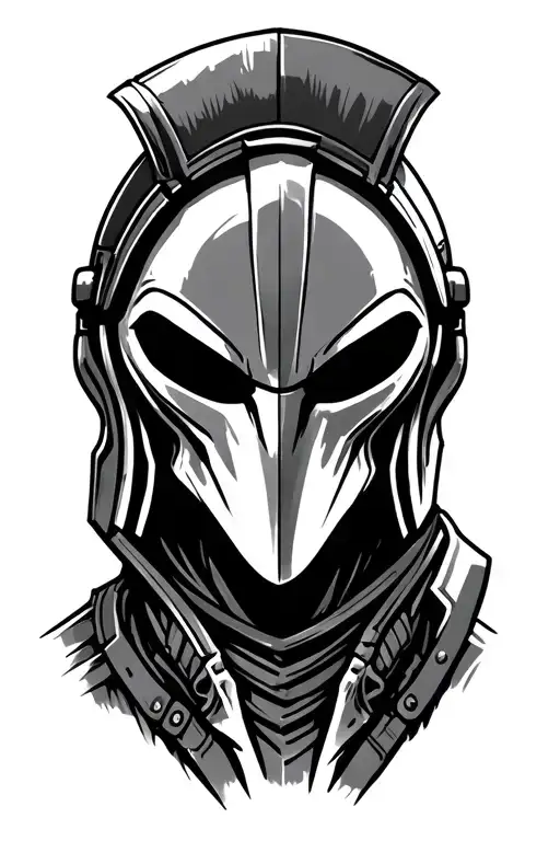 alien wearing spartan helmet tattoo design idea