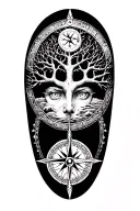  tree of life and incorporating metatron cube with a compass tattoo design idea