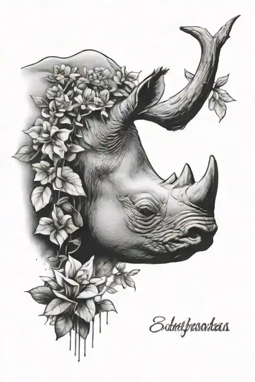 Rhino and nature inspired tattoo tattoo design idea