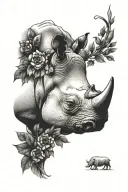 Rhino and nature inspired tattoo tattoo design idea