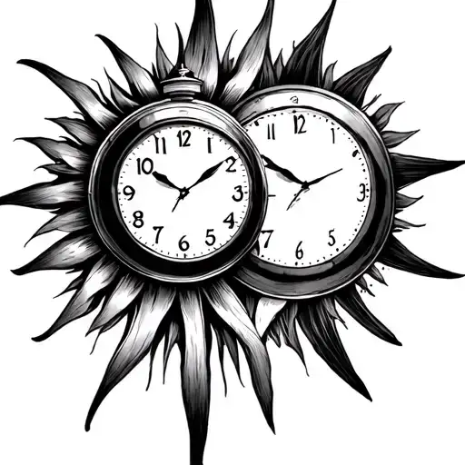 Two Clocks / Moons / SunsDesign: Two clocks both pointing to the same time/date, or two suns rising together with 10 oct tattoo design idea