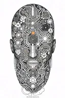 nature, technology, abstract, vines, artificial intelligence, computer, circuit board, cyberpunk, flowers tattoo design idea