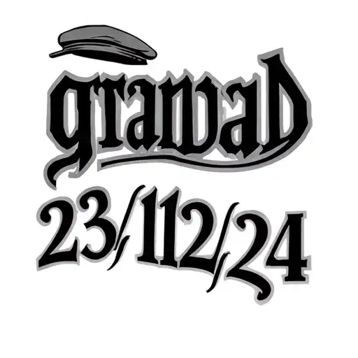 the word grandad with a flat cap on top and 23/12/24 underneath tattoo design idea