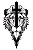 lion with cross in eye tattoo design idea