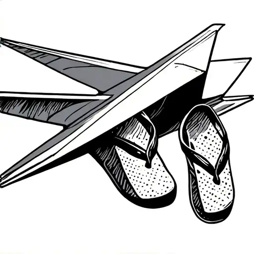 paper plane with flip flops tattoo design idea