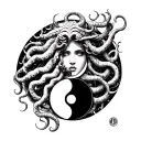 Medusa on Yin Yang Symbol tattoo design idea