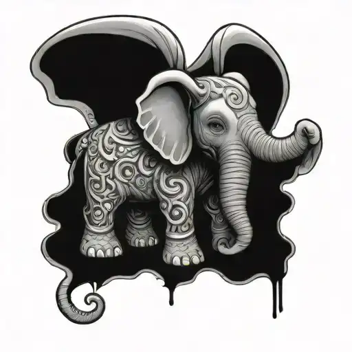 stuffed elephant with angel wings tattoo design idea