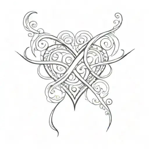 infinity symbol heart B M tattoo design idea