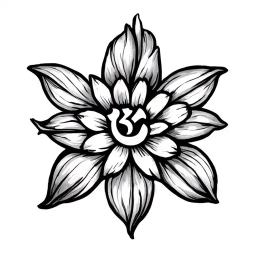 tamil aum symbol above the flower tattoo design idea
