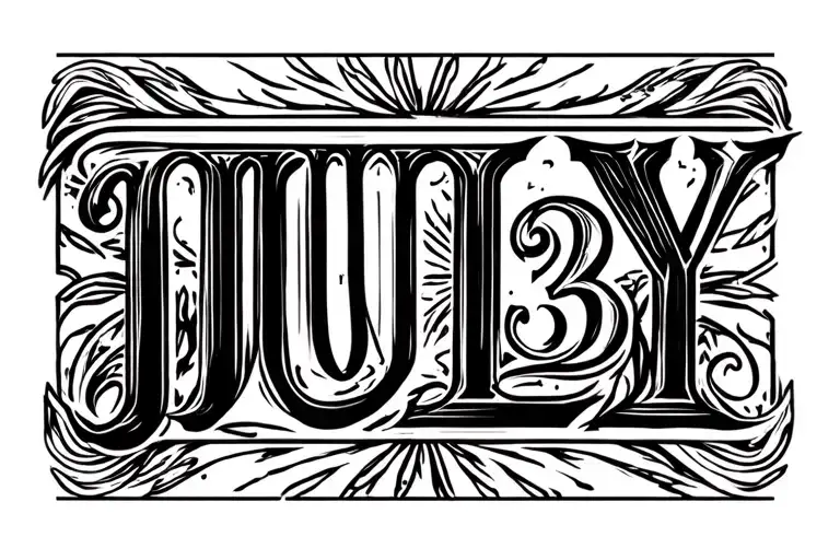 “I want the date July 13, 2022 in Roman numerals, styled in a bold classic serif font. Between the day, month, and year, tattoo design idea