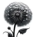 dandelion in stormy weather tattoo design idea