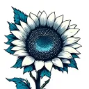 half of a sunflower with pedals on re to blue on the tips tattoo design idea
