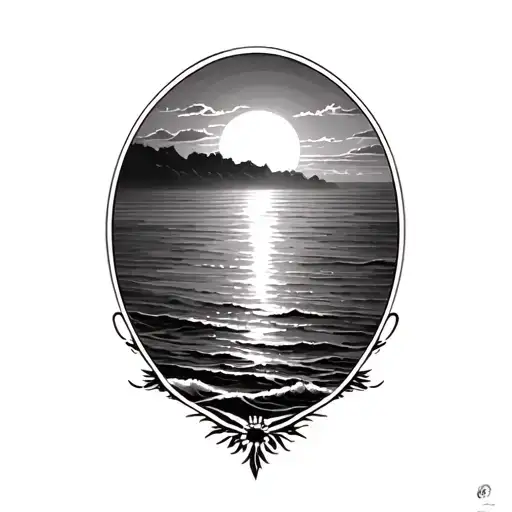 sunrise over the ocean tattoo design idea