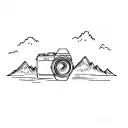 camera and mountains tattoo design idea
