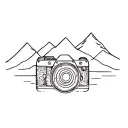 camera and mountains tattoo design idea