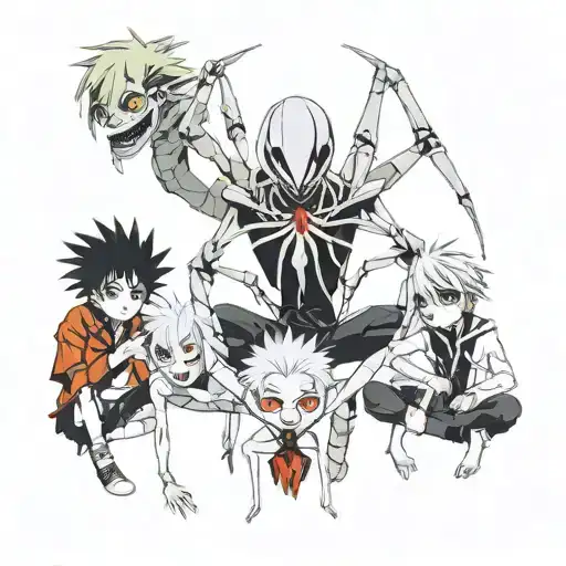 hunter x Hunter spider troupe with tokyo ghoul style tattoo design idea