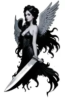 chef knife feminine broken angel tattoo design idea