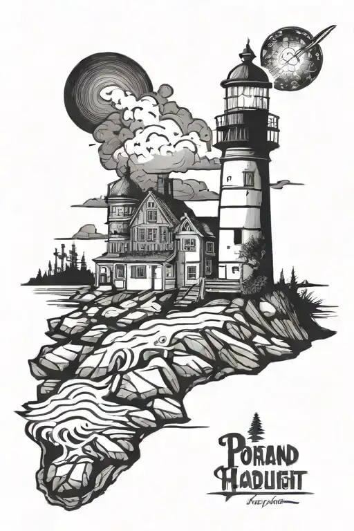 Portland Maine Headlight  tattoo design idea