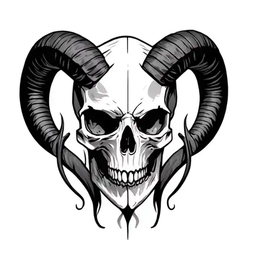aries skull tattoo design idea