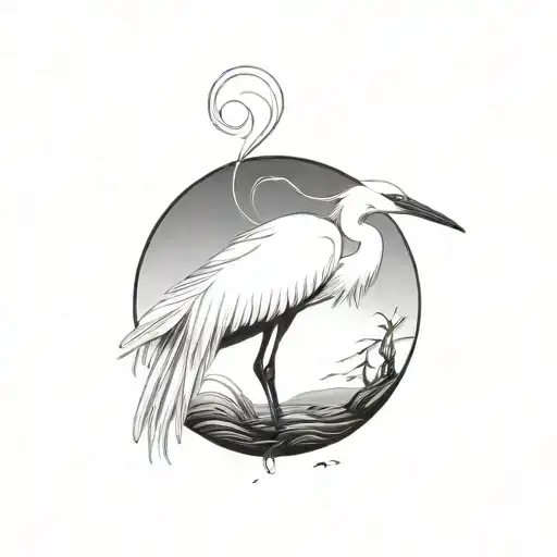 Coverup egret tattoo design idea