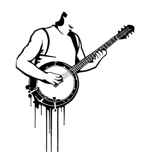 banjo player tattoo design idea