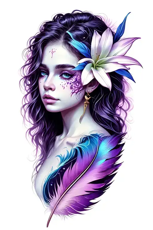 star Lillie's Aurora viral is wild chid hurt pain  feather  tattoo design idea