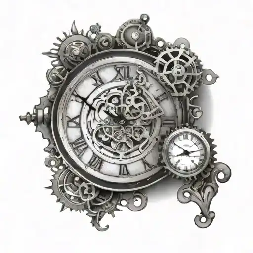 steampunk inspired clock face tattoo design idea