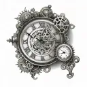 steampunk inspired clock face tattoo design idea