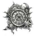 steampunk inspired clock face tattoo design idea