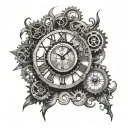 steampunk inspired clock face tattoo design idea