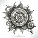 steampunk inspired clock face tattoo design idea