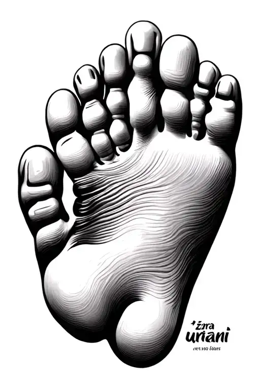 "Ezra uriani" baby foot prints tattoo design idea