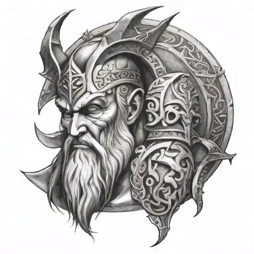 odin god of war tattoo design idea