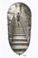 stairs to heaven with little boy tattoo design idea