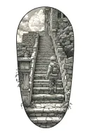 stairs to heaven with little boy tattoo design idea