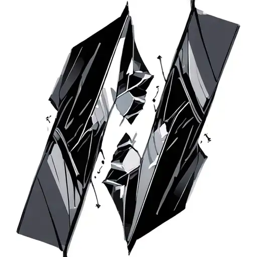 Two icosahedrons facing each other, connected by subtle geometric lines creating a mirror-like symmetry tattoo design idea