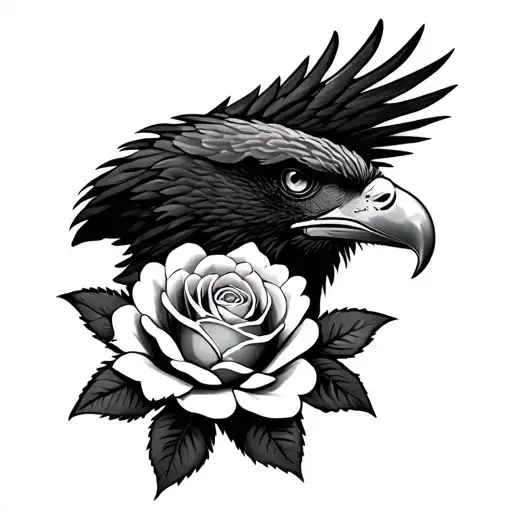 eagle rose tattoo design idea