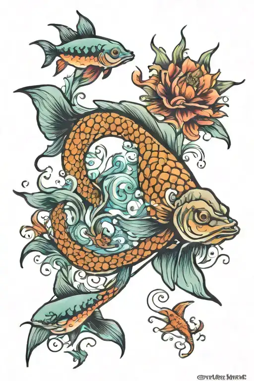 saltwater ocean theme tattoo design idea
