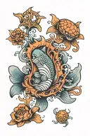 saltwater ocean theme tattoo design idea