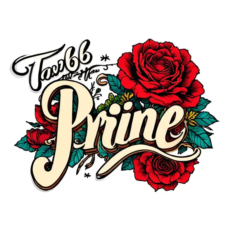 girlfriend name written "tab prine" tattoo design idea