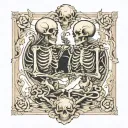two skeletons fighting each other tattoo design idea