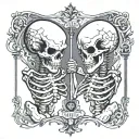 two skeletons fighting each other tattoo design idea