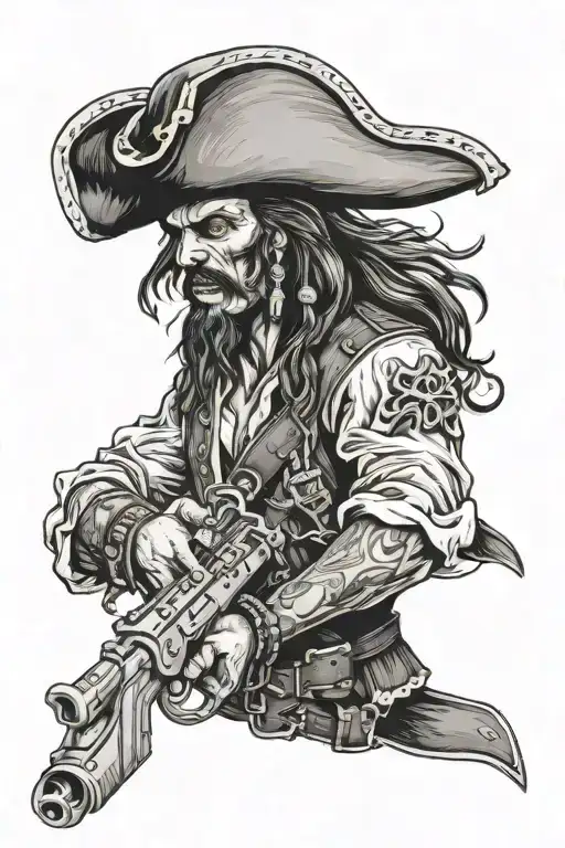 pirate with gun tattoo design idea